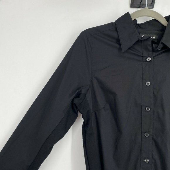 Betabrand Mind The Gap Button Down Cotton Shirt Top Black Women's Size Medium - Picture 2 of 10